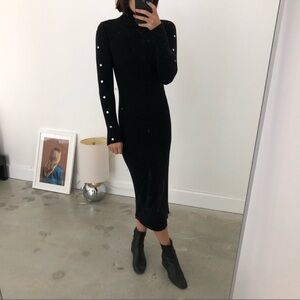 Zara Black Fitted Dress Silver Buttons Down the Sleeve